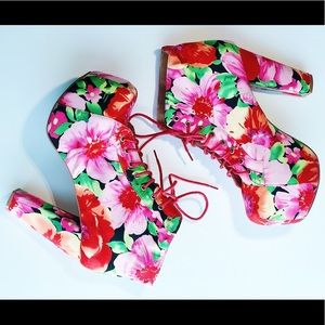 Jeffrey Campbell tropical floral Lita bootie